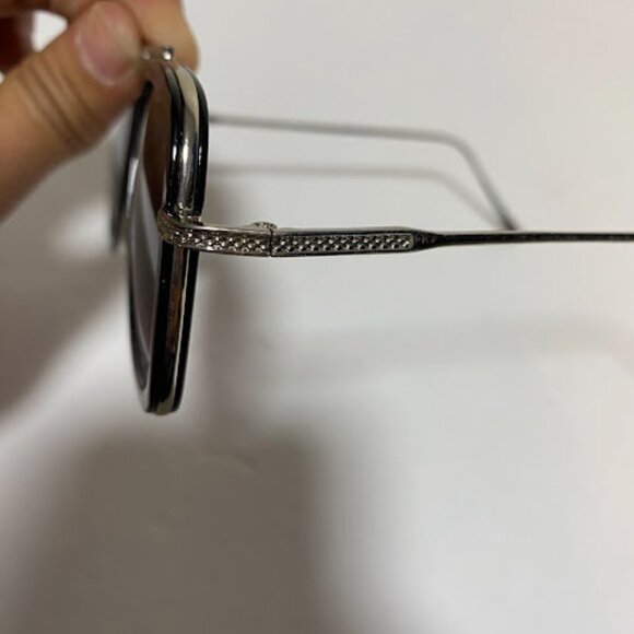 Unisex Black/Silver Aviator Square Sunglasses Medium - Picture 4 of 9